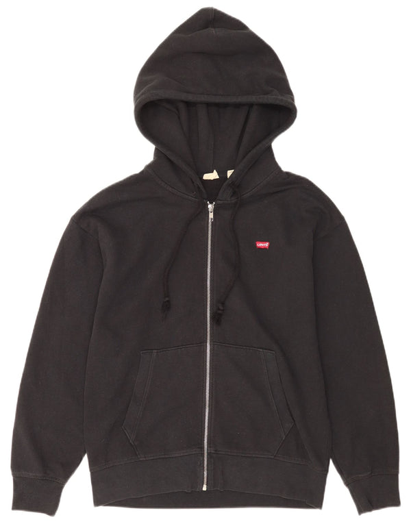 Levi's Sudadera con capucha y cremallera para hombre, algodón negro mediano
