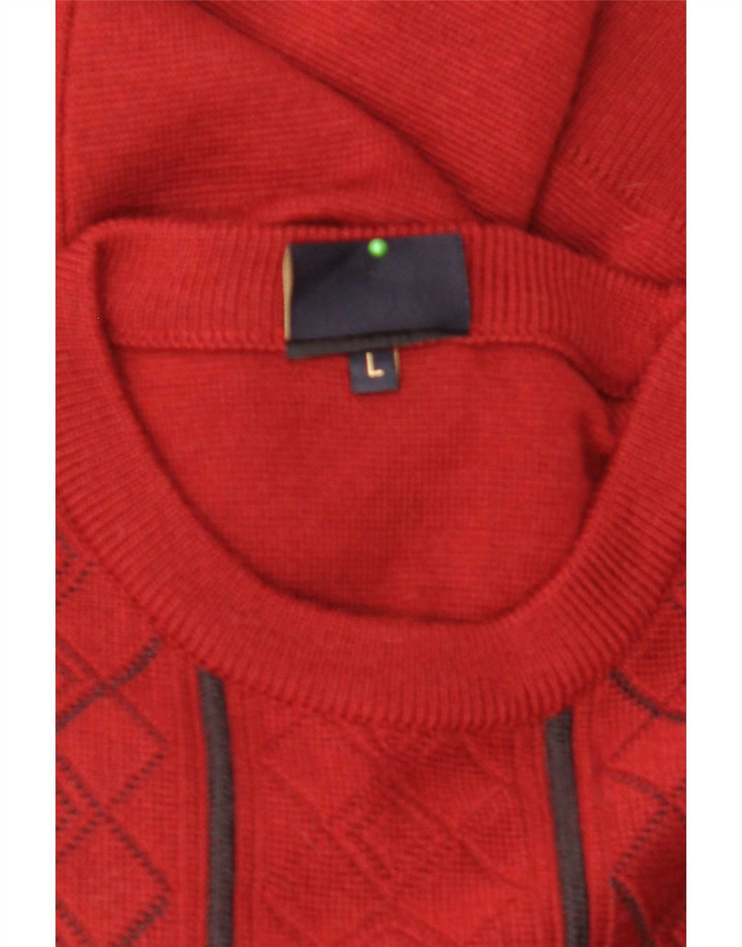 Gabicci Jersey De Cuello Redondo Para Hombre Suéter De Lana Rojo Argyle/Diamond Grande