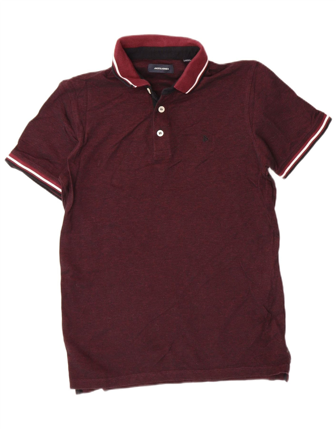 JACK & JONES Polo Hombre Algodón Burdeos Medio