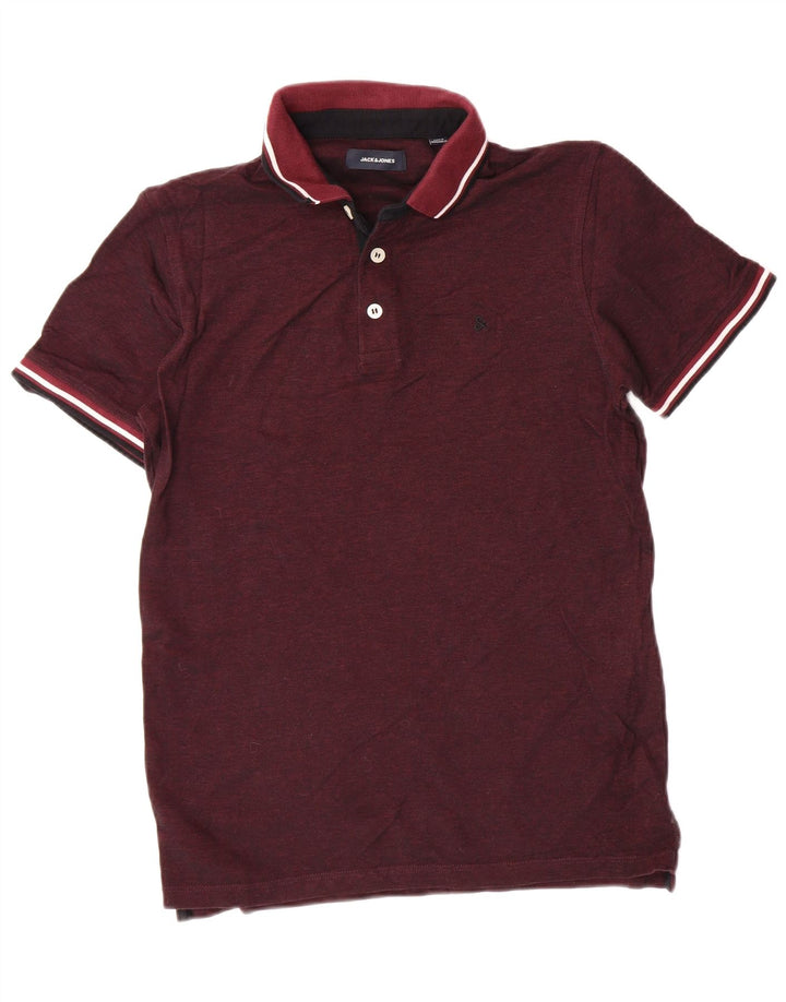 JACK & JONES Polo Hombre Algodón Burdeos Medio