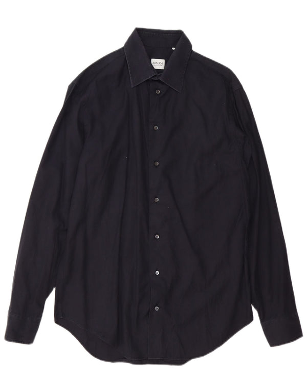 Armani Collezioni Camisa para hombre Talla 39 15 1/2 Medio Azul marino Algodón