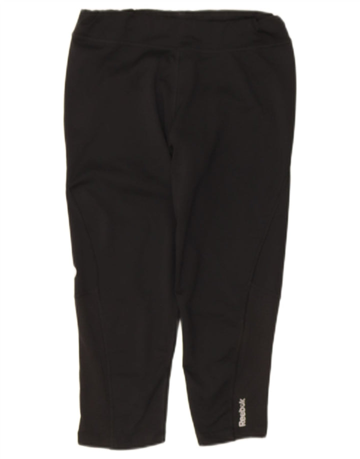 Reebok Leggings Capri para Mujer Reino Unido 8/10 Pequeño Poliéster Negro