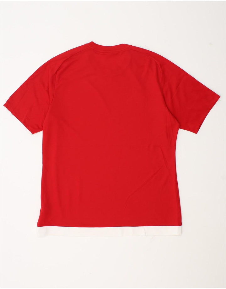 Adidas Hombre Climalite Camiseta Top Grande Rojo Colorblock Poliéster