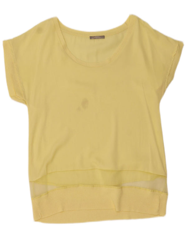 Zara Mujer Blusa Top UK 10 Small Amarillo