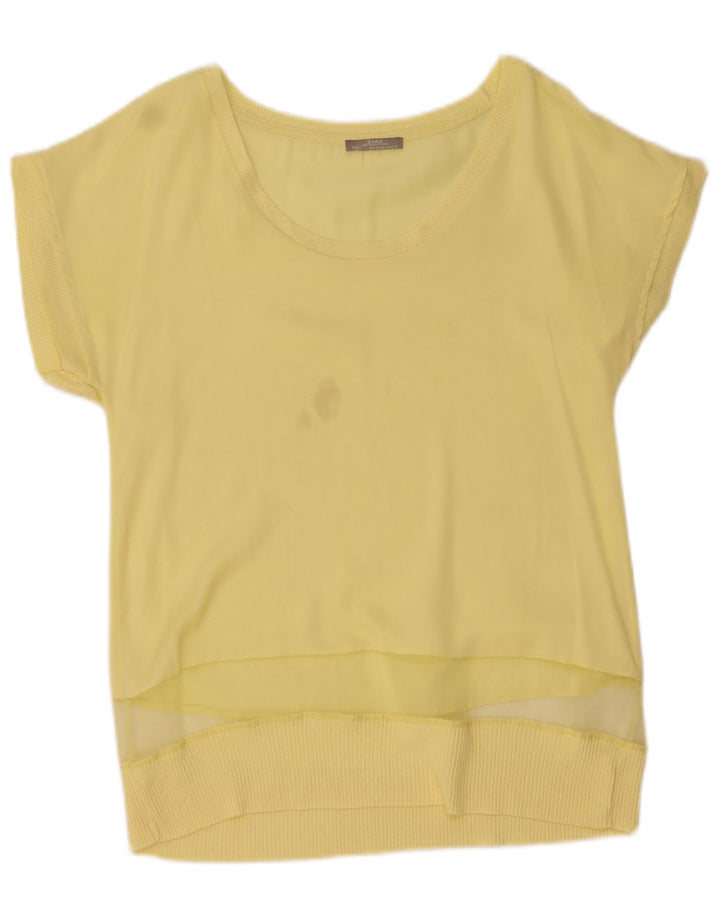 Zara Mujer Blusa Top UK 10 Small Amarillo
