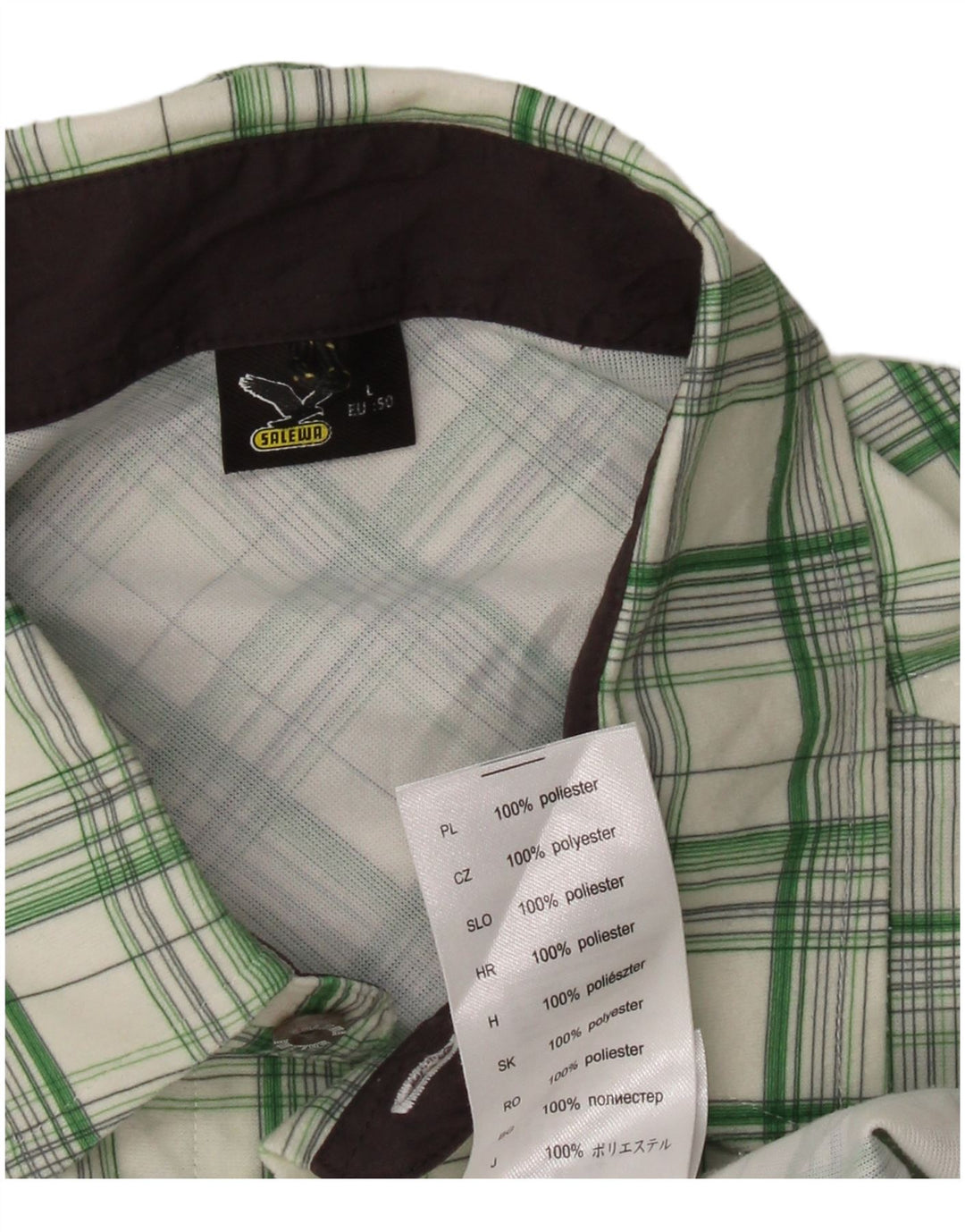 SALEWA Camisa Hombre Grande Cuadros Verde Poliéster