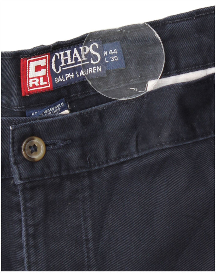 CHAPS Pantalón chino con pinzas para hombre W44 L30 Algodón azul marino