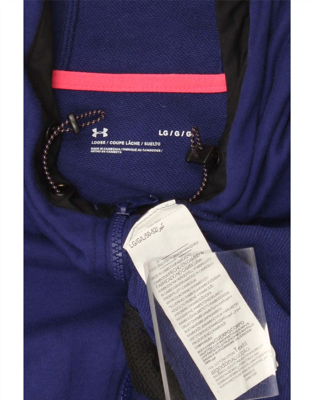 UNDER ARMOUR Sudadera con capucha y cremallera para hombre, talla grande, color morado, algodón