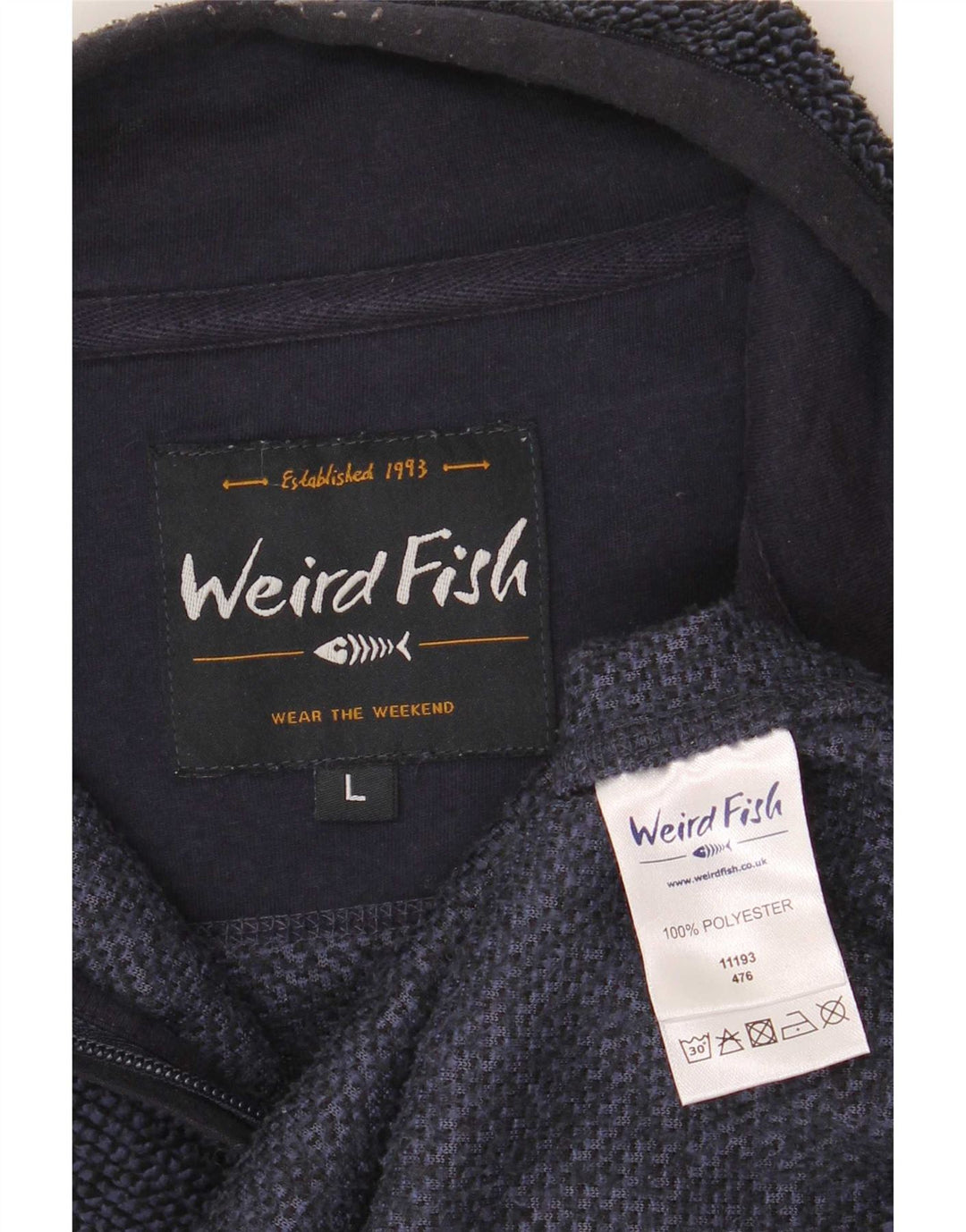 Weird Fish - Sudadera con cuello y cremallera para hombre, talla grande, poliéster, color azul marino