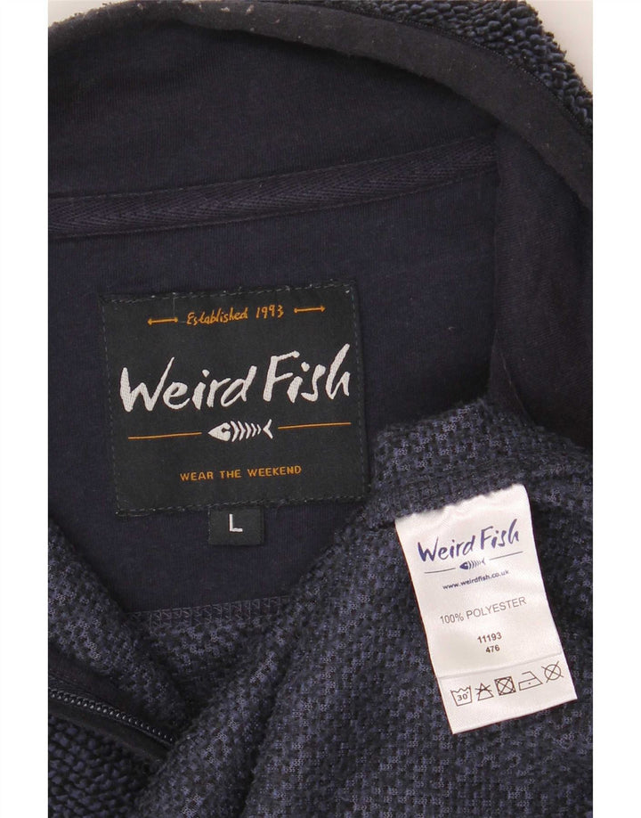 Weird Fish - Sudadera con cuello y cremallera para hombre, talla grande, poliéster, color azul marino