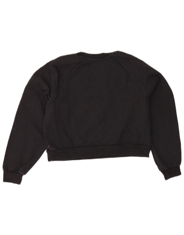 Levi's Womens Oversized Crop Graphic Sweatshirt Jumper UK 6 XS Black Cotton