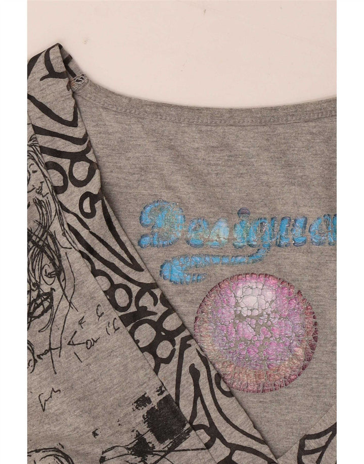 Desigual Vestido Gráfico A-Line para Mujer UK 42 Gris Medio