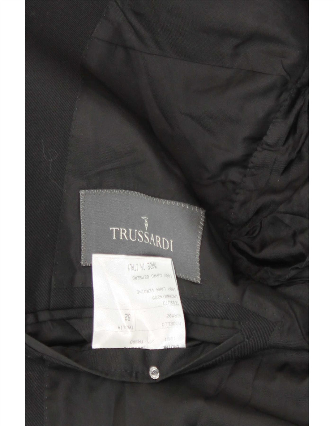 Trussardi Chaqueta tipo blazer de 2 botones para hombre IT 52 XL Lana negra