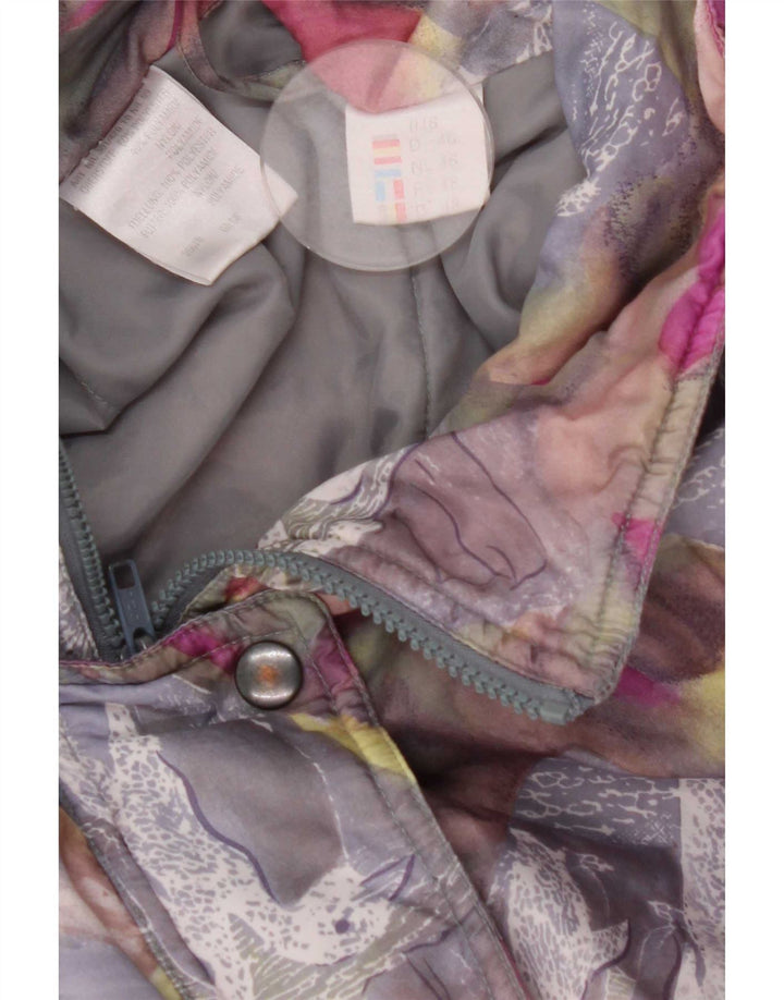 Vintage mujer patrón abstracto chaqueta cortavientos IT 46 grande multicolor