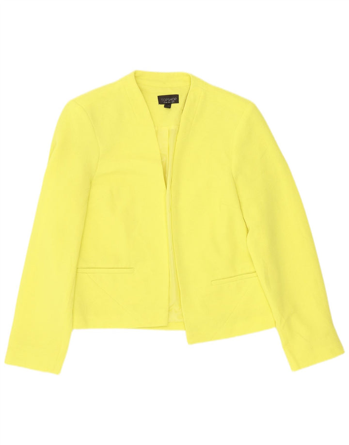 Topshop Chaqueta tipo blazer abierta para mujer UK 10 Small Poliéster amarillo