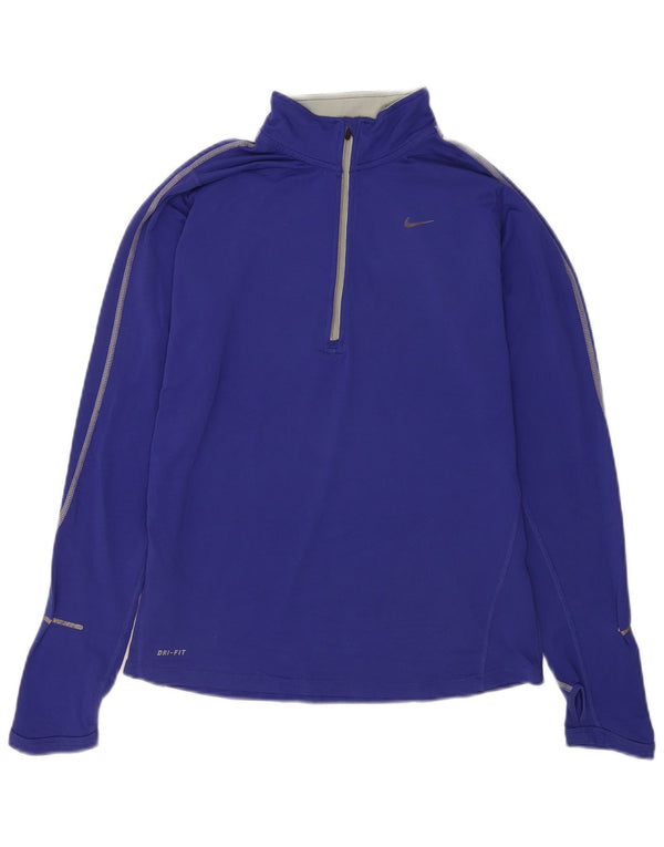 Nike Dri Fit - Chándal con cremallera y cuello para mujer, talla M, color azul