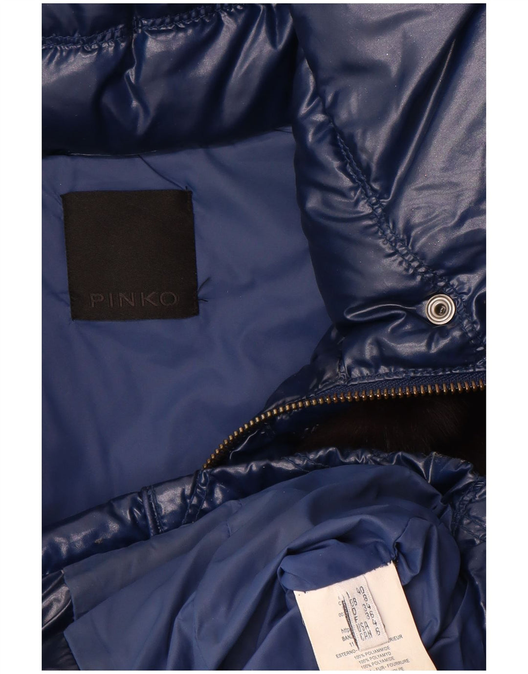 PINKO Chaqueta acolchada para mujer UK 8 Small Azul marino Poliamida