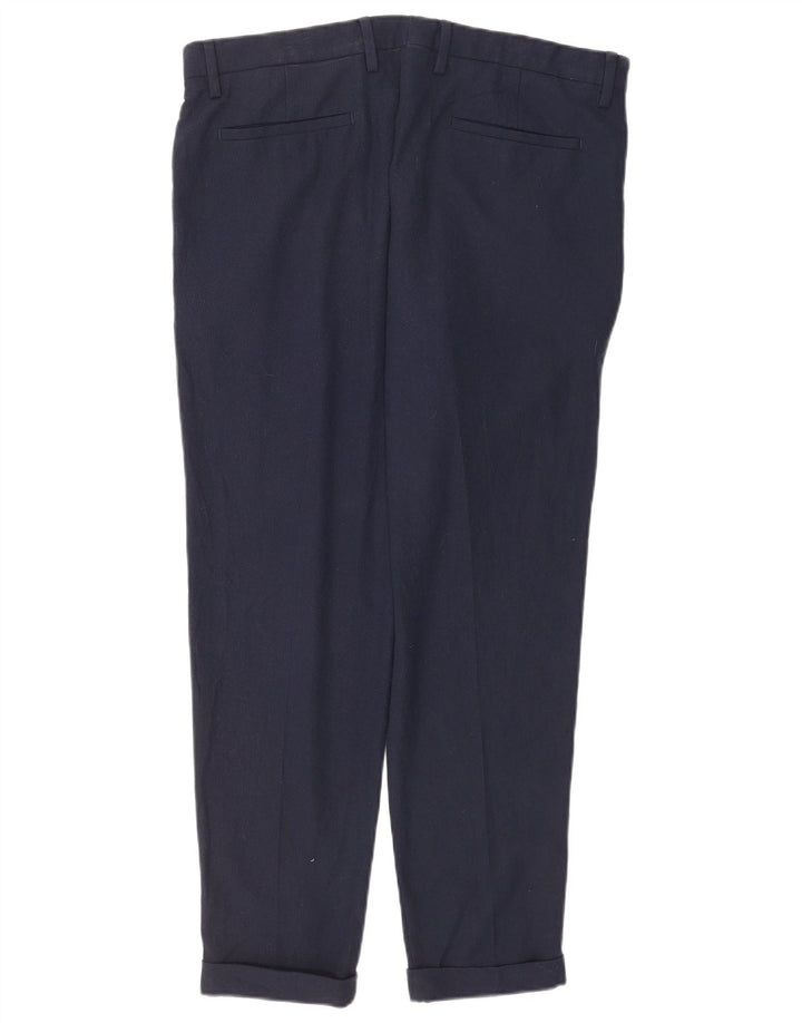 Zara Pantalón de traje ajustado para hombre EU 44 Large W34 L30 Azul marino Poliéster