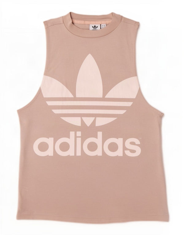 Adidas Mujer Gráfico Chaleco Top UK 6 XS Beige Algodón
