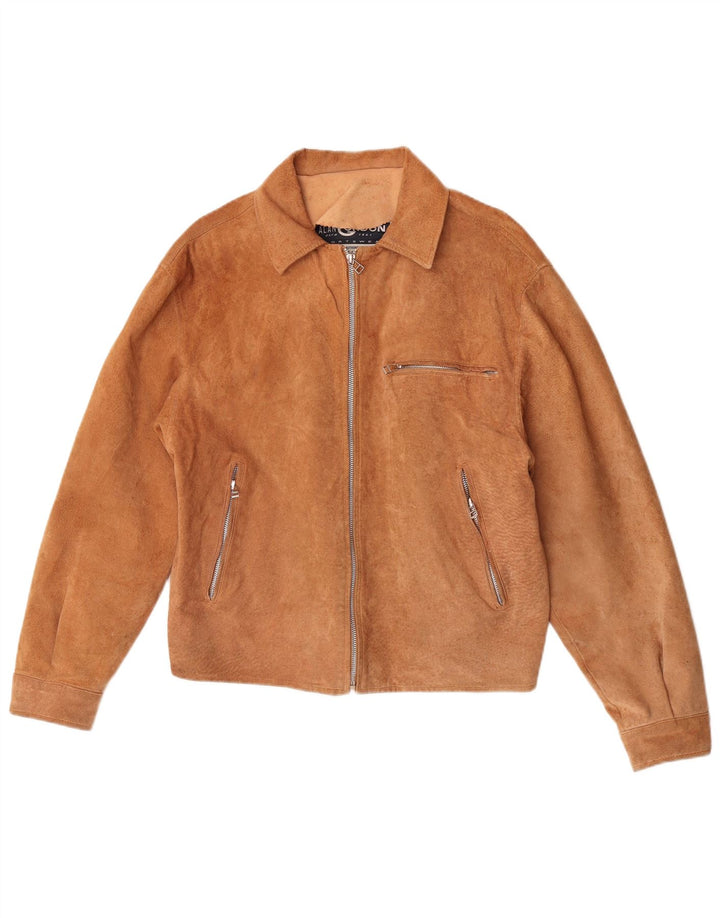 Alan Gordon Chaqueta Bomber de Ante para Mujer Reino Unido 14 Grande Cuero Beige