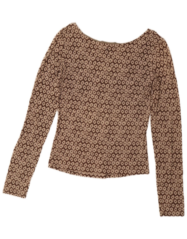 Max Mara Blusa de manga larga de fin de semana para mujer UK 44 Grande Marrón Geométrico