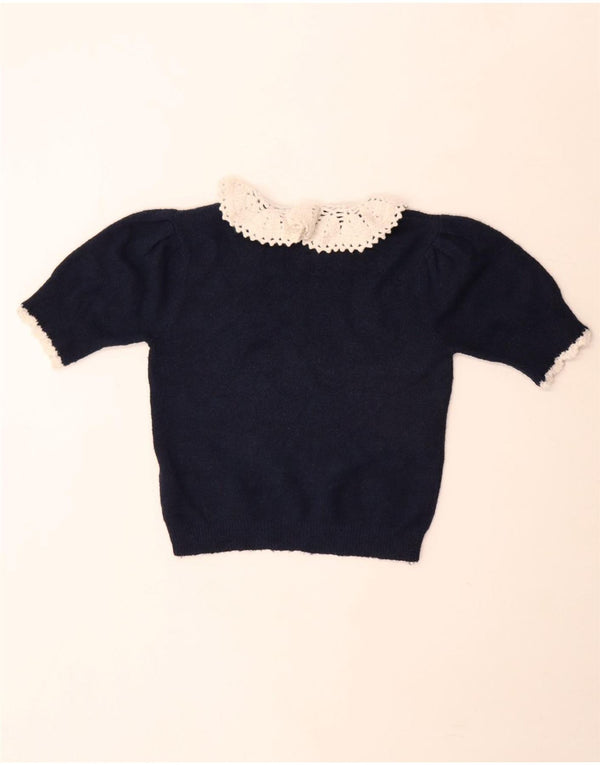 Zara Top corto de punto para mujer UK 42 Poliéster azul marino mediano