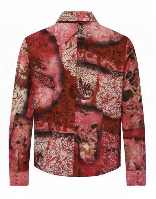 Mariella Rosati Blusa camisera para mujer IT 46 Large Patchwork multicolor