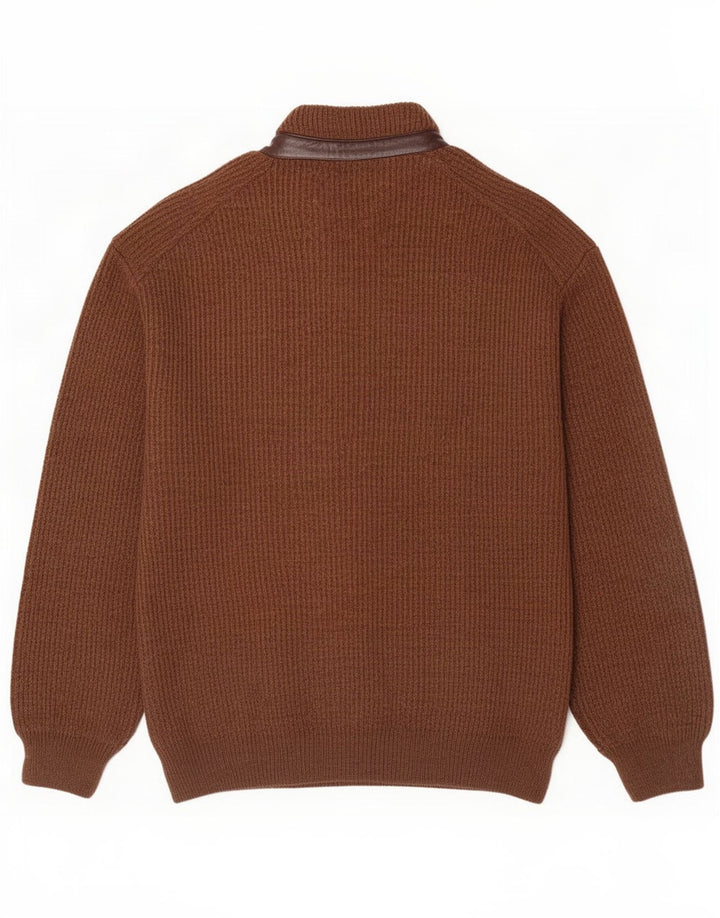 Marek - Cárdigan para hombre, tamaño grande, acrílico marrón