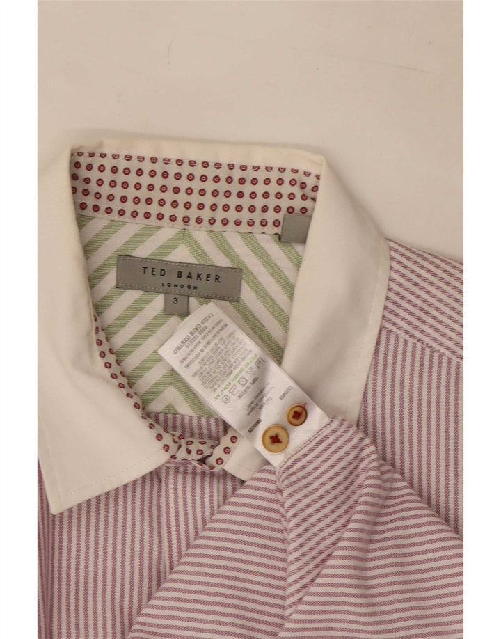 Ted Baker Camisa para hombre Talla 3 Mediana Púrpura Algodón a rayas