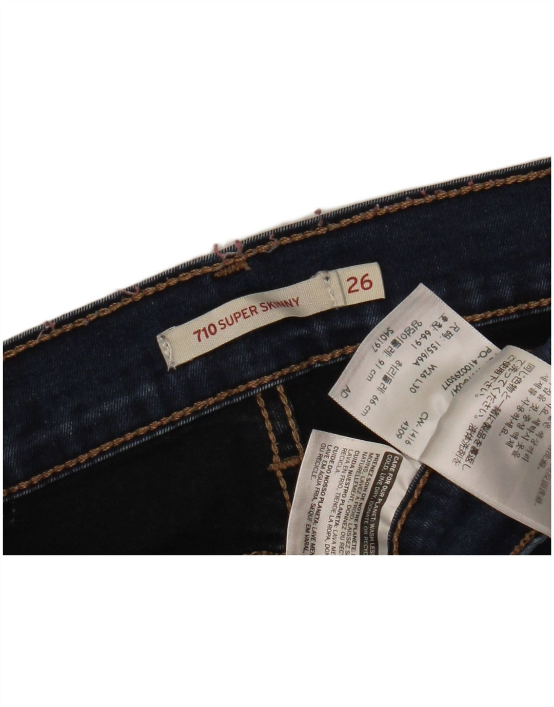 LEVI'S Vaqueros súper ajustados 710 para mujer W26 L30 Poliéster azul marino