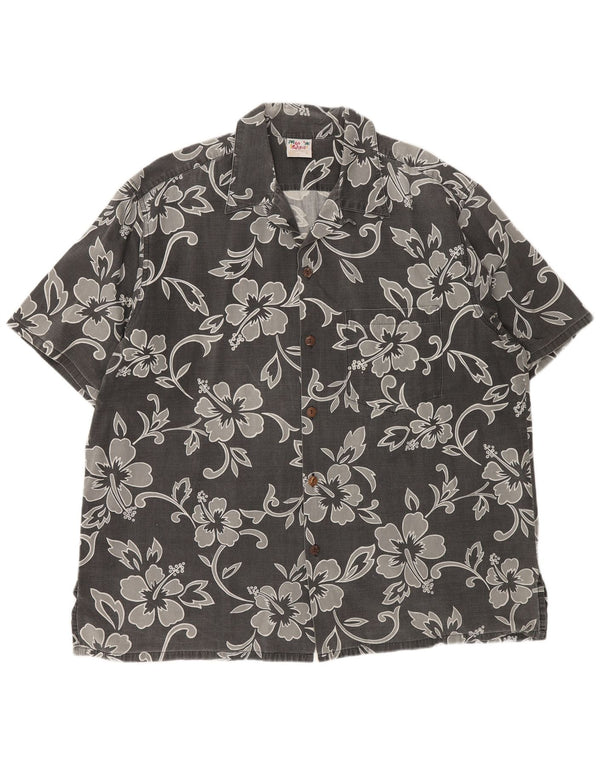 Go Bearfoot Camisa de manga corta para hombre XL Gris Algodón floral