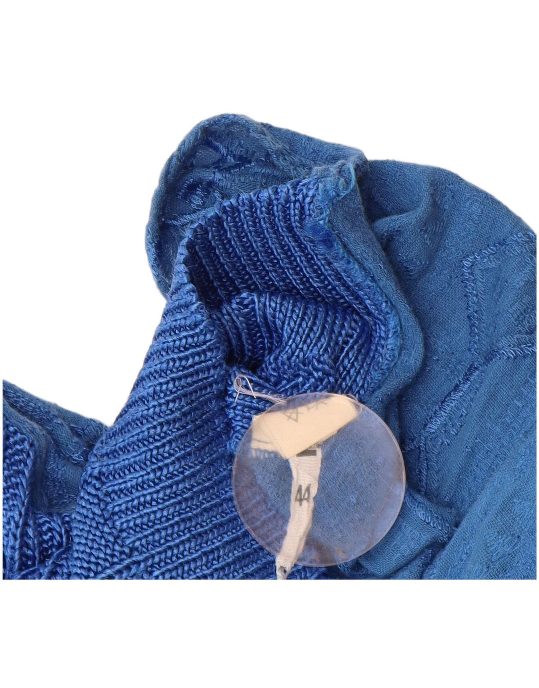 Vintage mujer Cardigan suéter IT 44 Viscosa geométrica azul medio