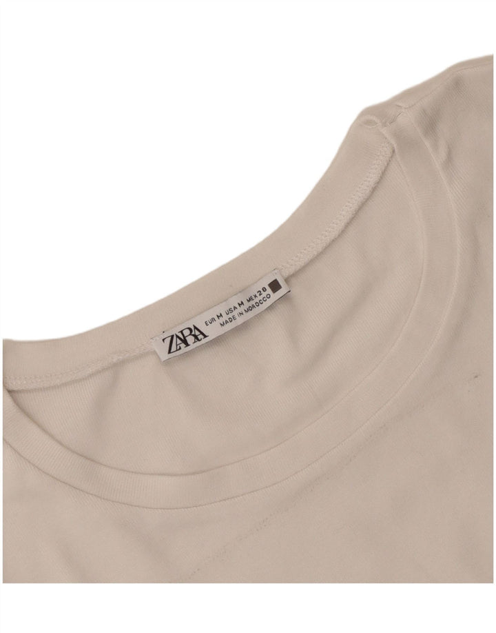 Zara Mujer Blusa Sin Mangas Top UK 42 Medium Blanco