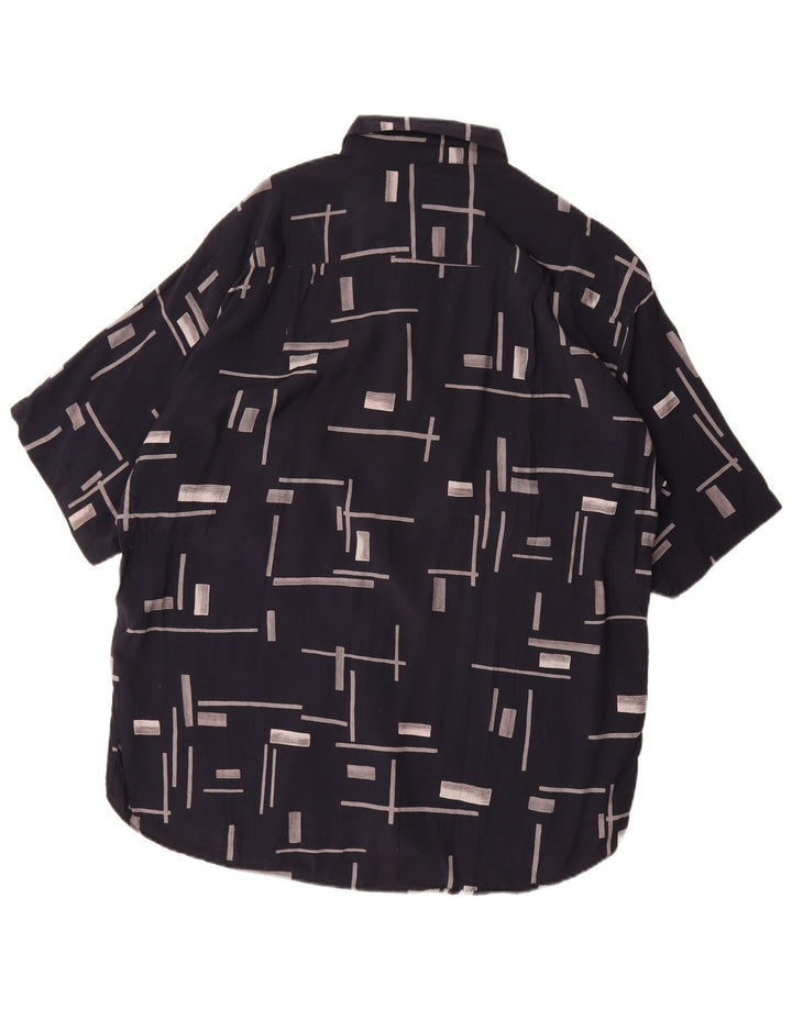 Fitzroy Hombre Camisa De Manga Corta Grande Azul Marino Geométrico