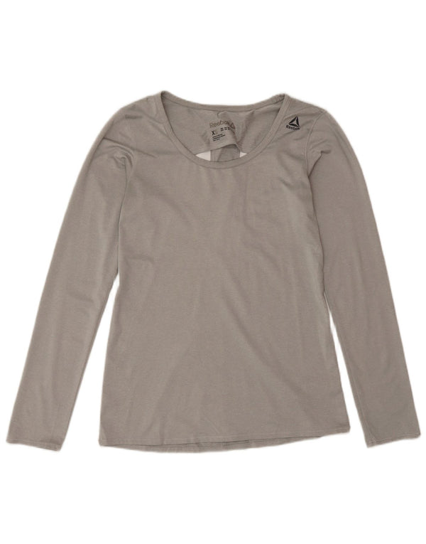 Reebok Camiseta de manga larga para hombre UK 8 Small Gris Poliéster Deportes