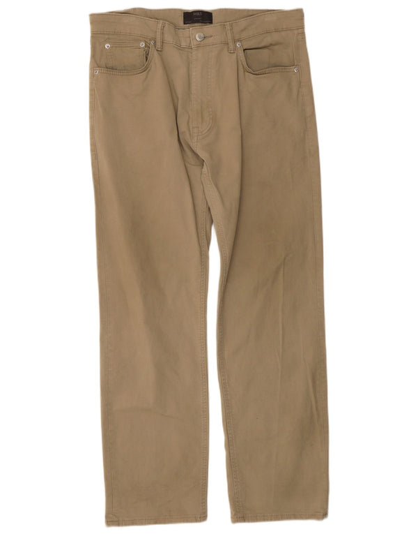 Marks & Spencer Pantalones casuales rectos para hombre W34 L29 Algodón caqui