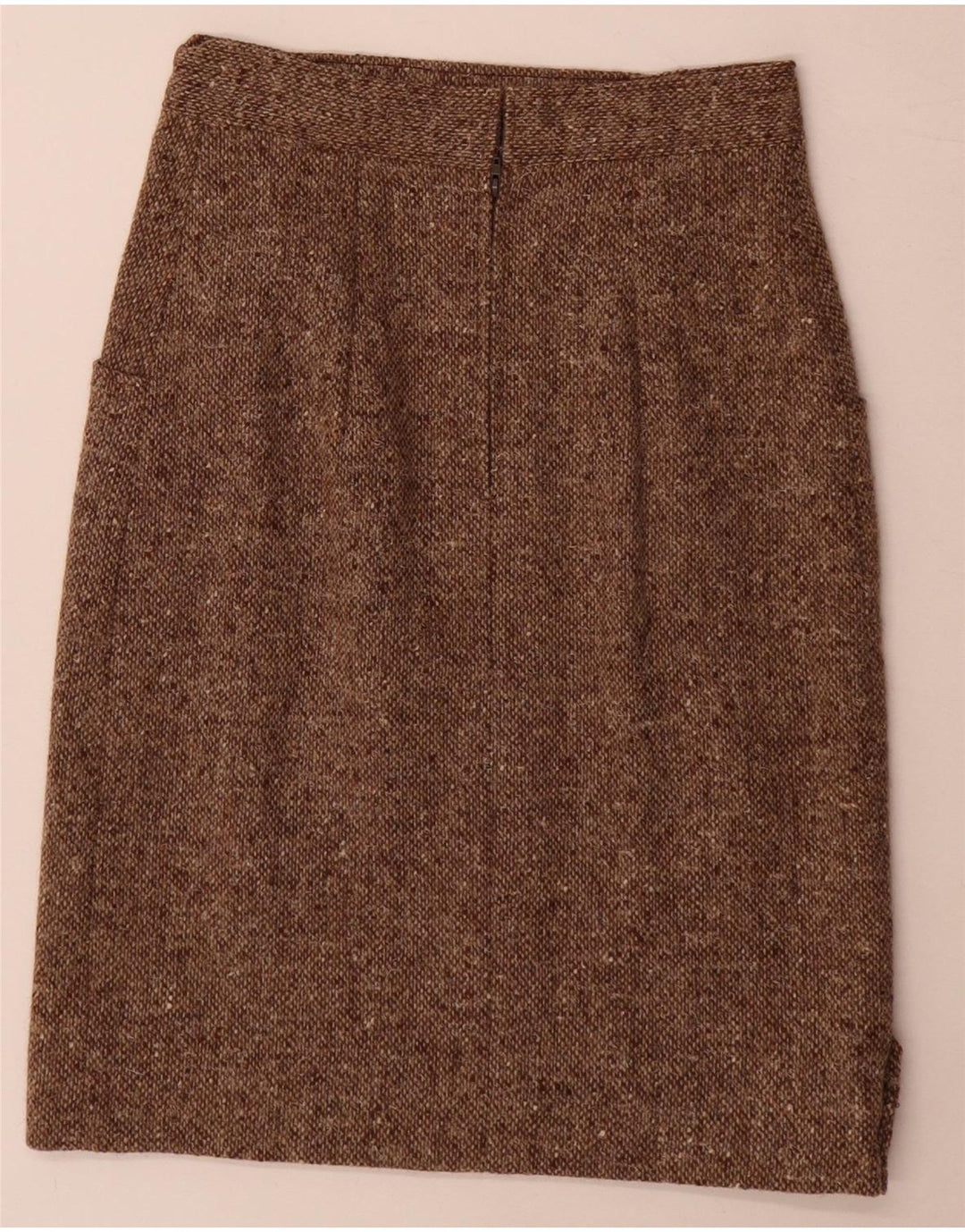 Vintage mujer 2 piezas falda conjunto medio W24 marrón moteado