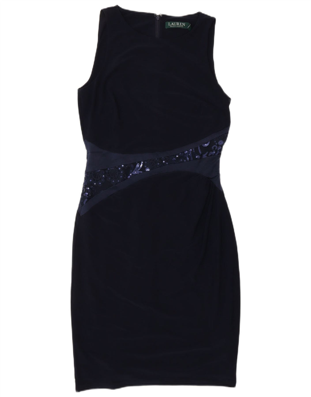 RALPH LAUREN Vestido sin mangas para mujer US 4 Pequeño Poliéster azul marino