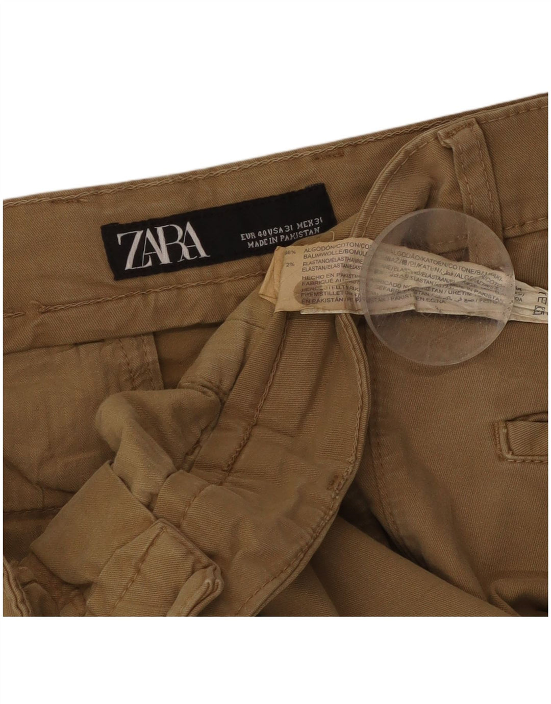 Zara Mens Slim Chino Pantalones EU 40 Medium W31 L29 Algodón Beige