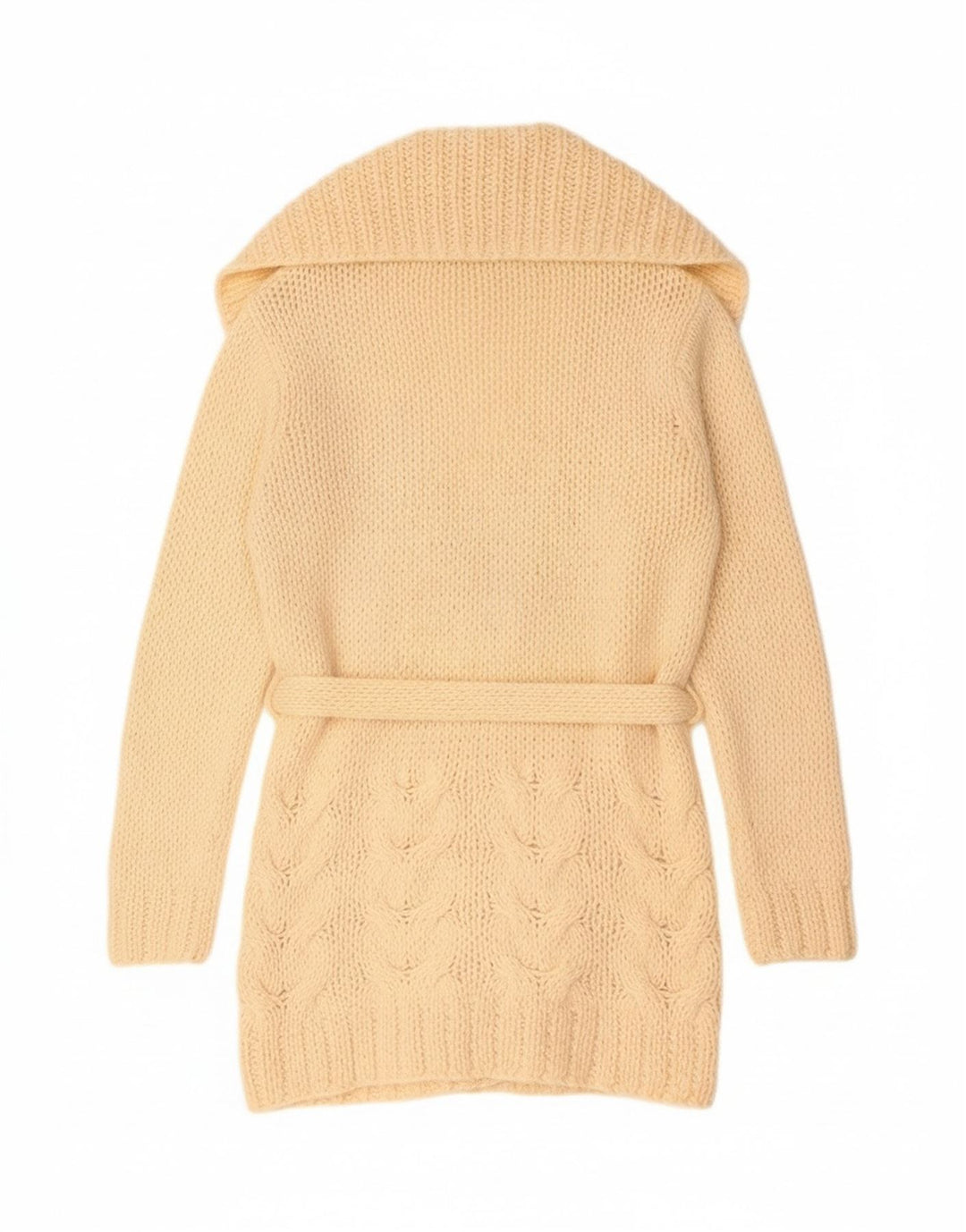 Zara Mujer Longline Open Cardigan Suéter UK 44 Medio Beige Acrílico