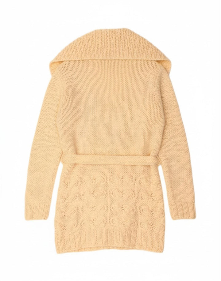Zara Mujer Longline Open Cardigan Suéter UK 44 Medio Beige Acrílico