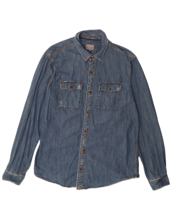 FAT FACE Camisa vaquera desgastada de corte clásico para hombre Algodón azul grande