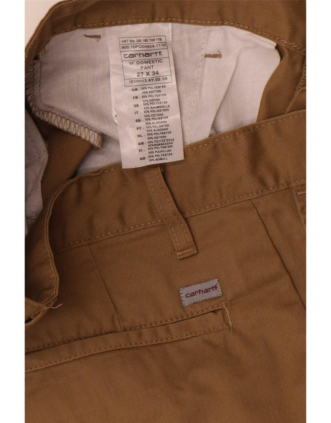 Carhartt Pantalón Chino Slim Mujer W27 L34 Poliéster Beige