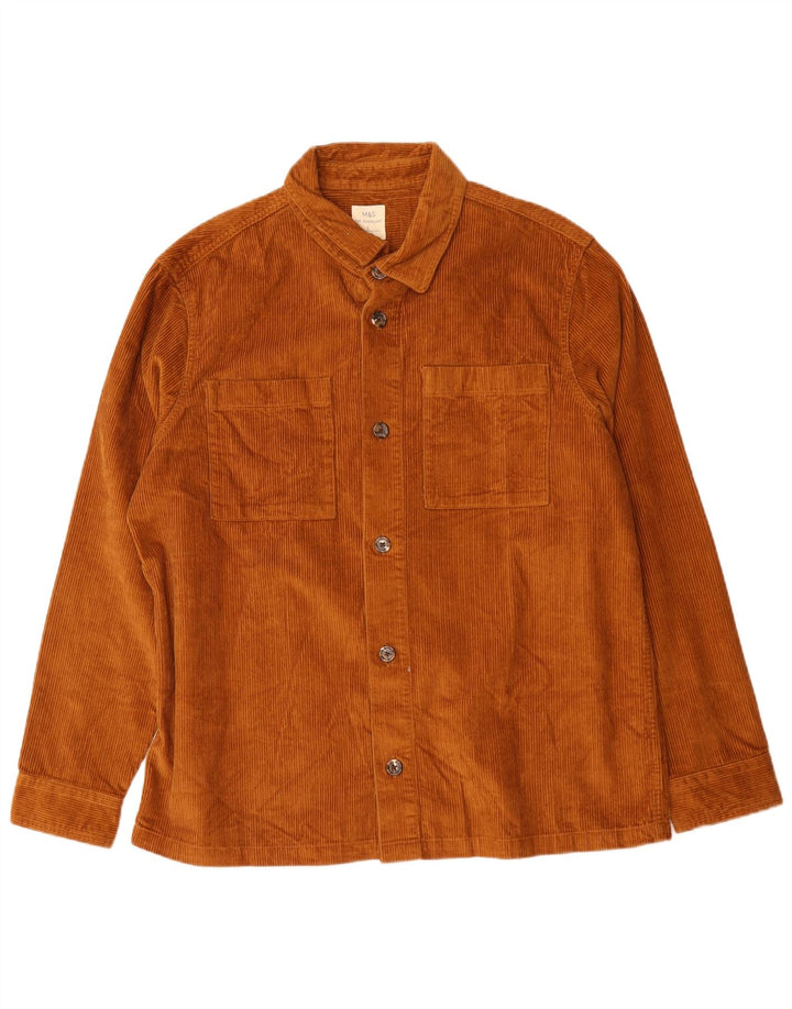 Marks & Spencer - Camisa de pana para hombre, talla grande, algodón marrón