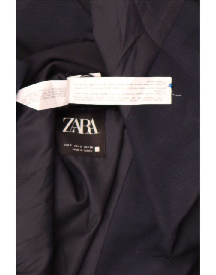 Zara Chaqueta tipo blazer de 2 botones para hombre UK 36 Small Azul marino Poliéster