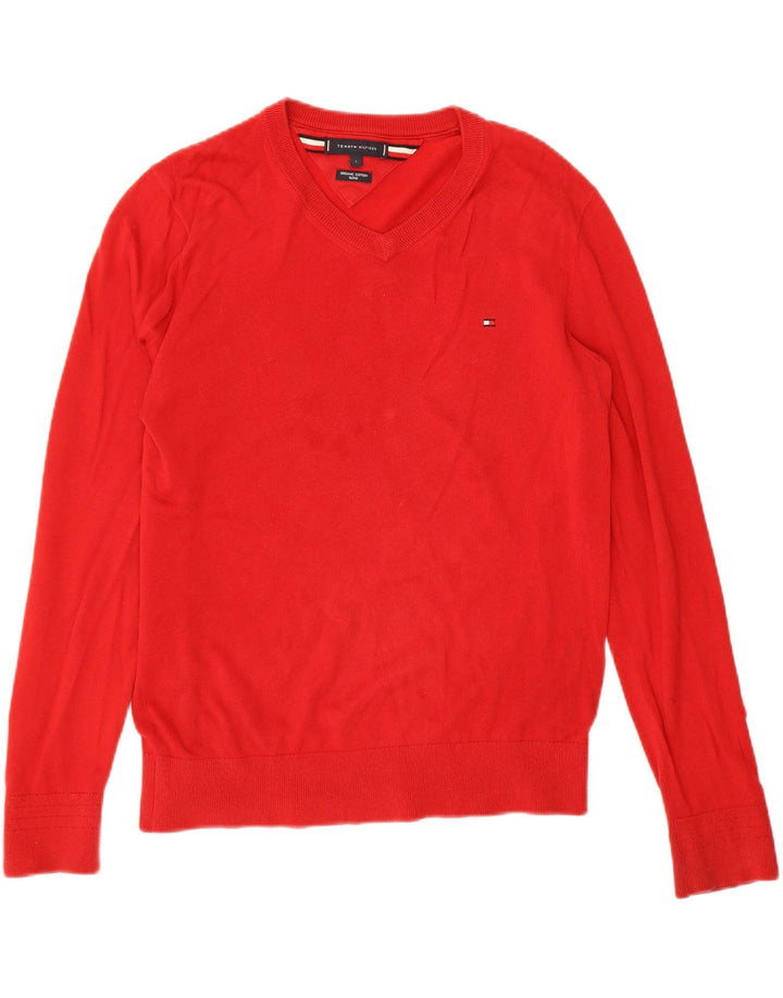 Tommy Hilfiger Suéter con Cuello en V para Hombre Pequeño Rojo