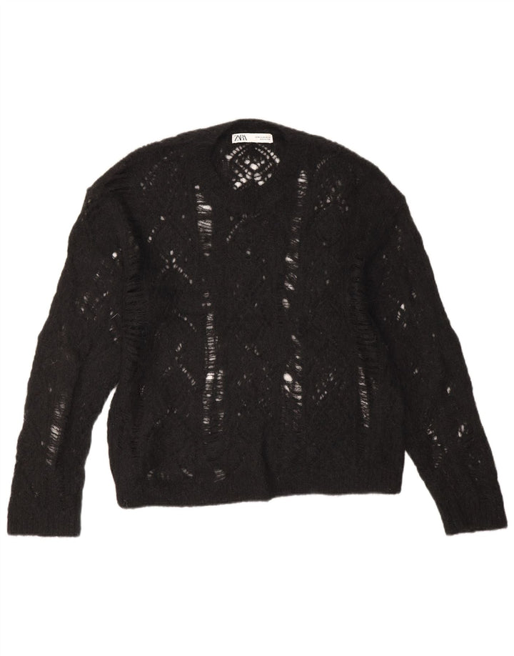 Zara - Jersey de cuello redondo para mujer, talla 40, talla M, color negro