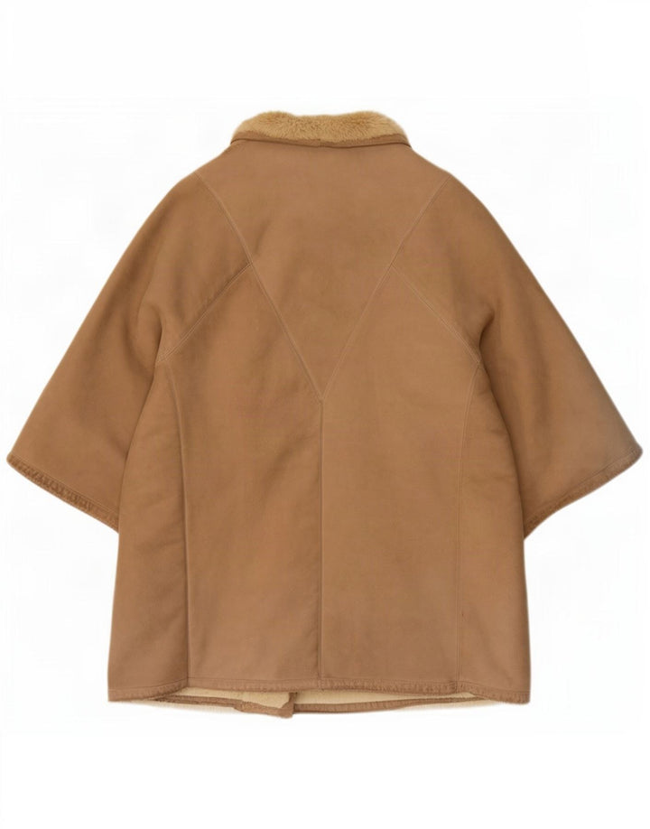 Vintage mujer 3/4 manga shearling abrigo Reino Unido 14 beige medio