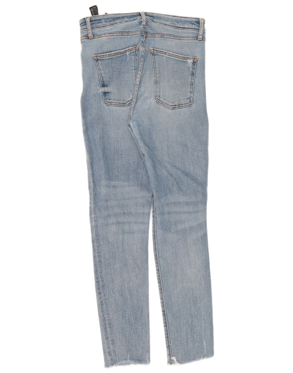 Zara Vaqueros ajustados desgastados de cintura alta para mujer EU 40 Medium W30 L29 Azul