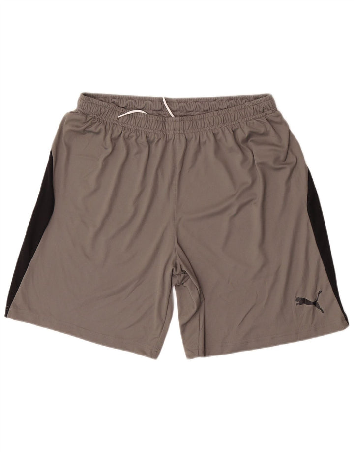 Puma Pantalones cortos deportivos para hombre poliéster color block gris grande